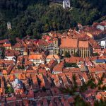 brasov old town aerial view from tampa mountain